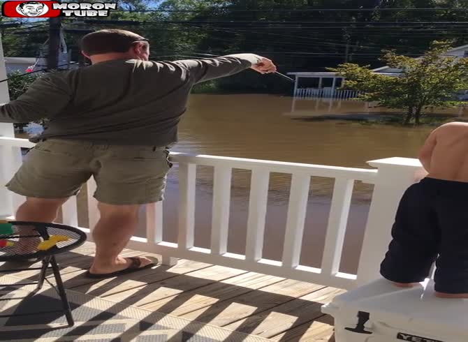 Video :He fishes directly in front of his house and makes a great catch
